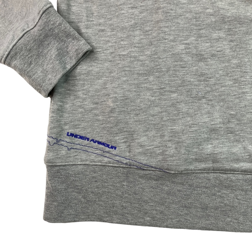 Under Armour Hoodie Womens Large Hooded Sweatshirt Gray Front Pocket Purple Logo - Picture 9 of 12